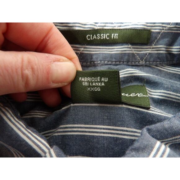 Eddie Bauer Mens Shirt XXLT Tall Oxford Blue White Stripe Classic Fit 90s Dad - Picture 4 of 12